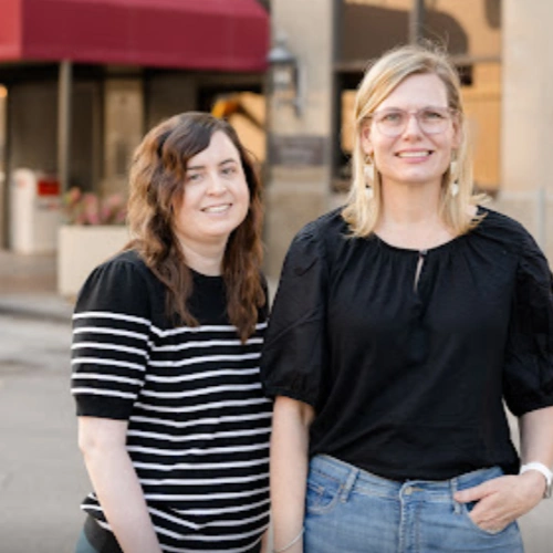 Jennifer Hughes and Candy Mathis pictured in front of the Wichita Falls counseling office for Sage Minds Counseling